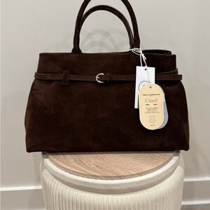 Sophisticated Dark Brown Suede Satchel